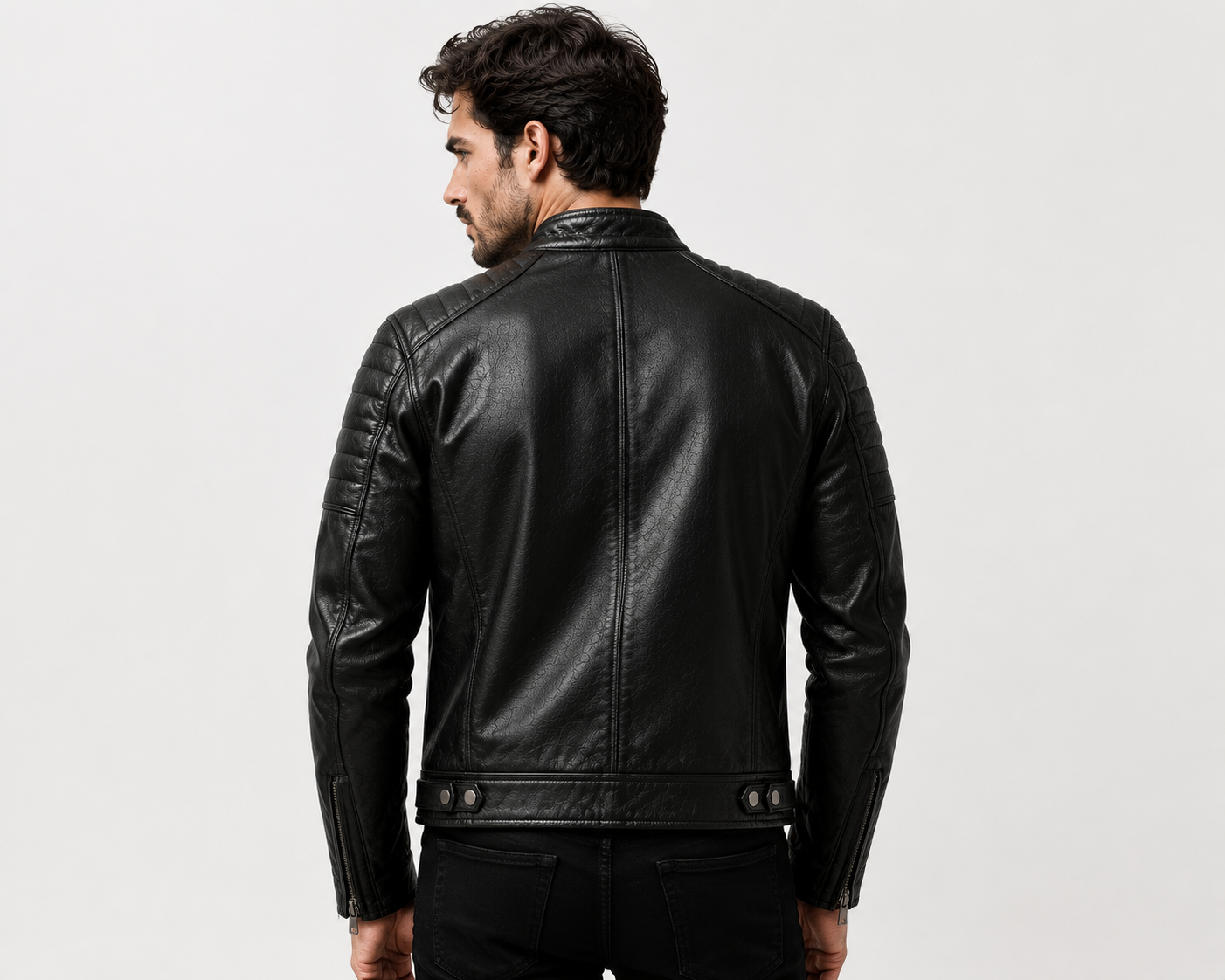 Velmont Signature Black Leather Racer Jacket - Image 2