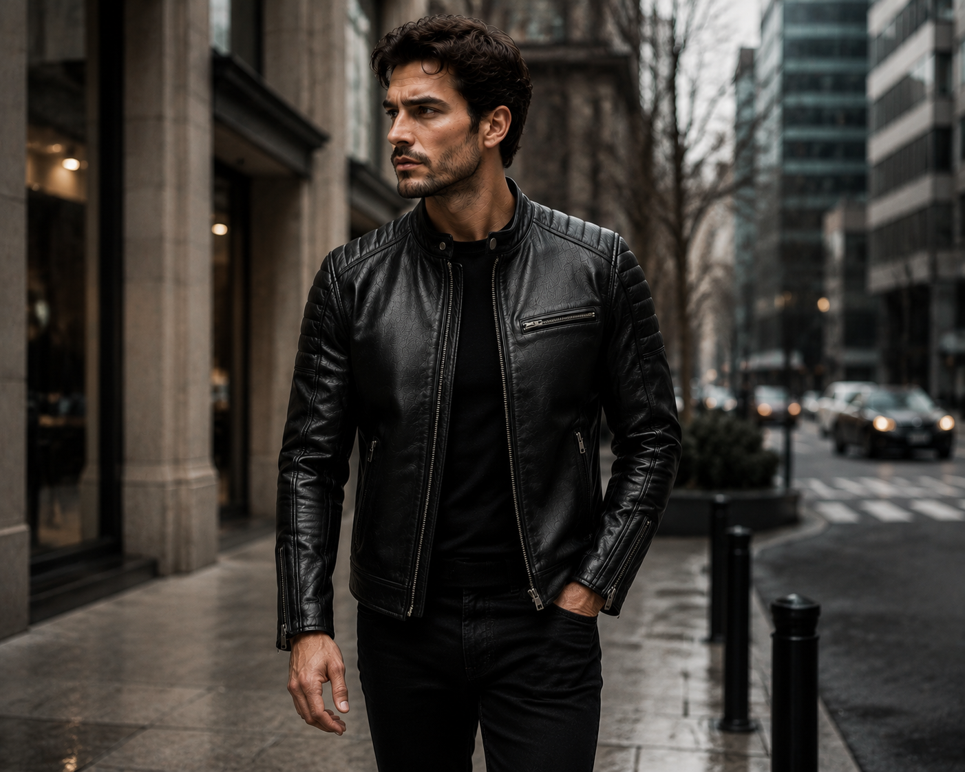 Velmont Signature Black Leather Racer Jacket - Image 4