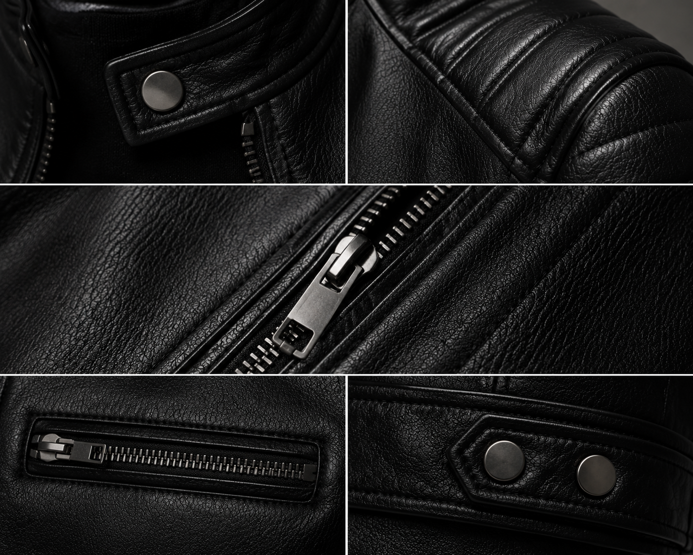VELMONT Leather Jacket Premium Zipper and Stitching Detail